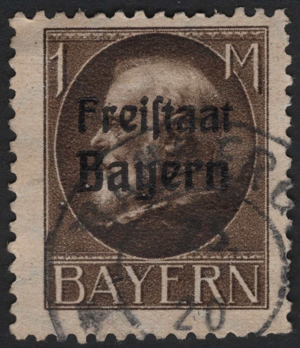 SCG6204 - Bavaria 1919 “Freistaat Bayern” 1 Mark King Ludwig III Overprint