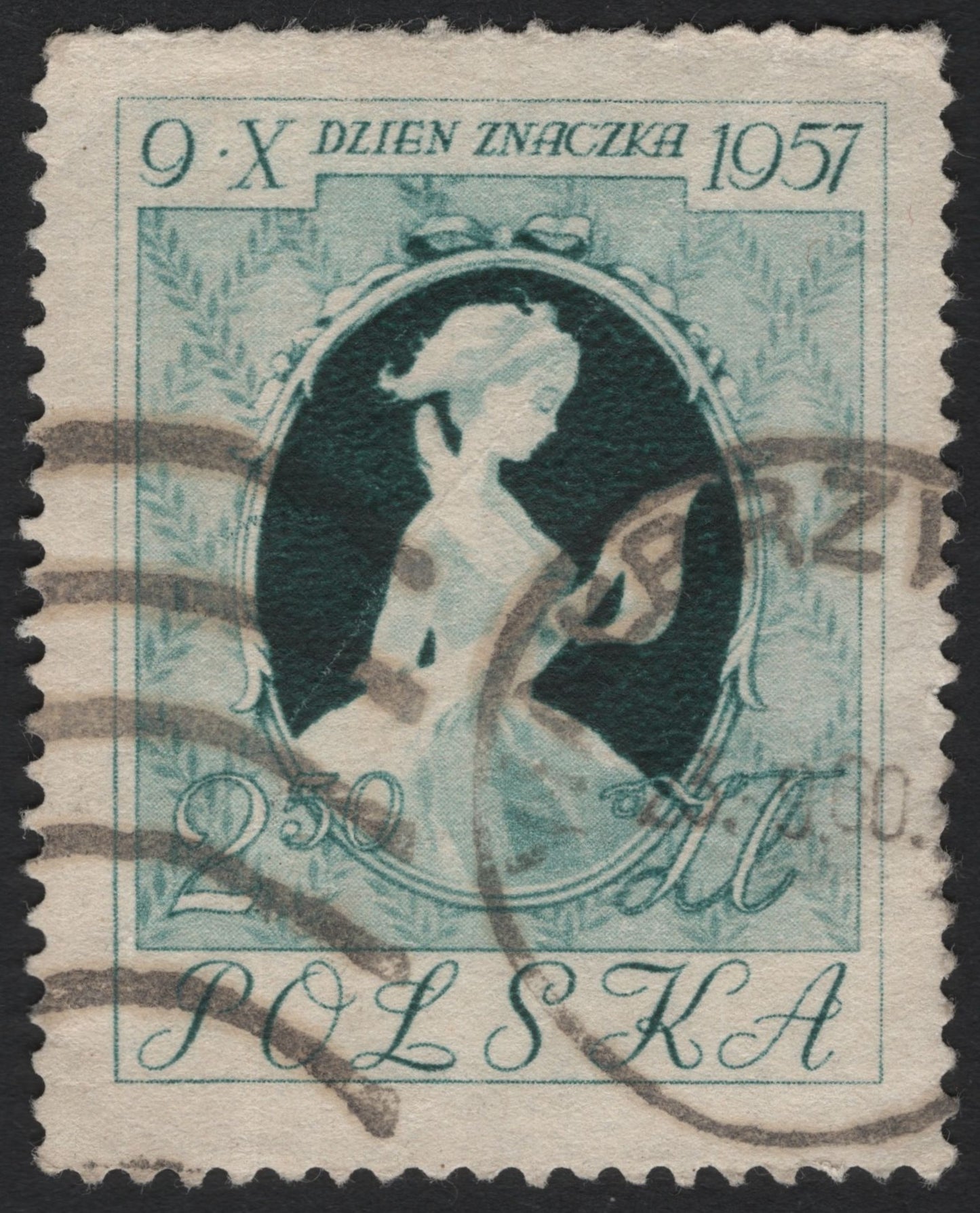 SCG6205 - Poland 1957 “Dzień Znaczka” – Stamp Day, 2.50 zł Green