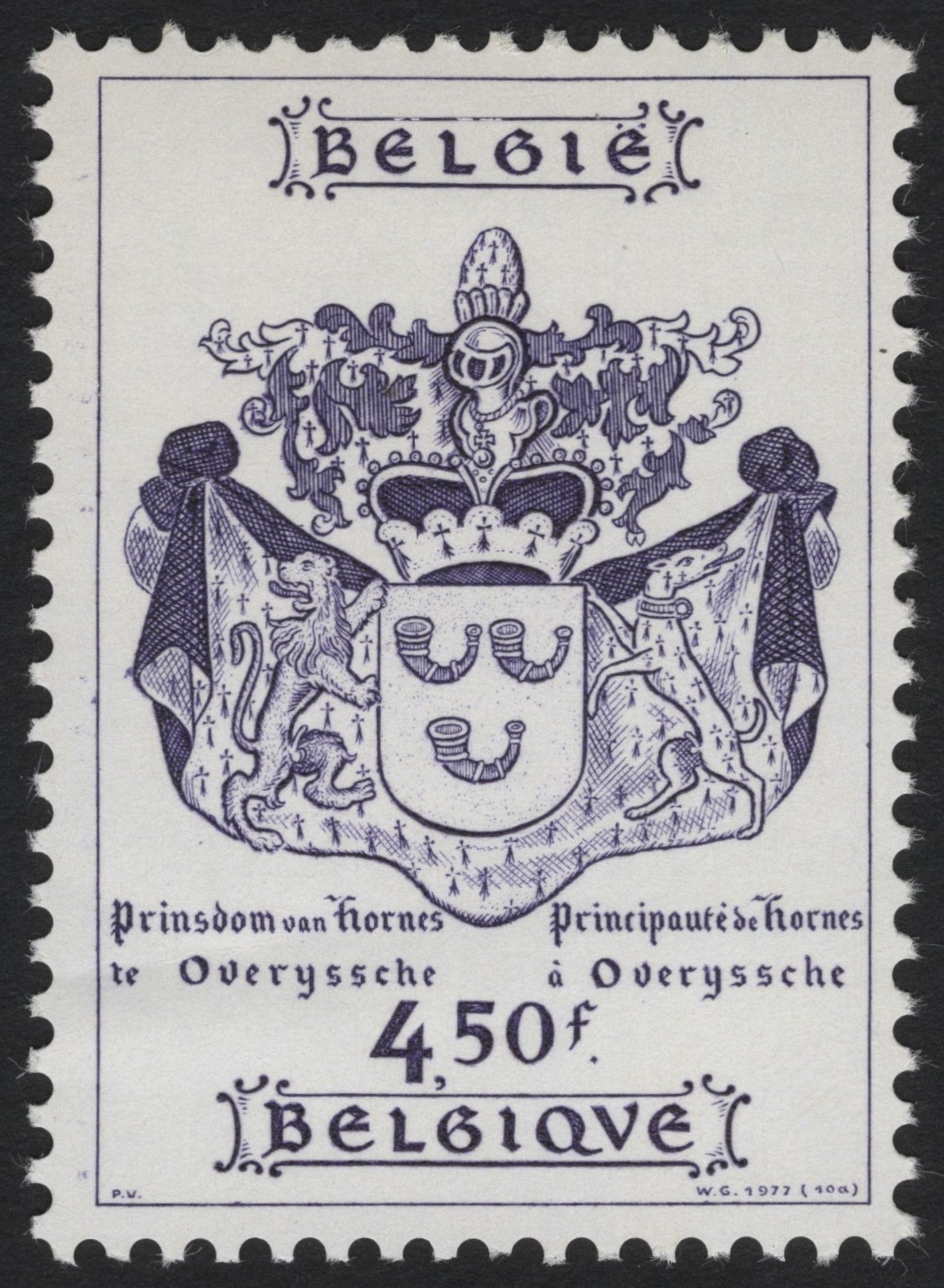 SCG6228 - Belgium 1977 – Coat of Arms of the Principality of Hornes, Overysche (4.50f)