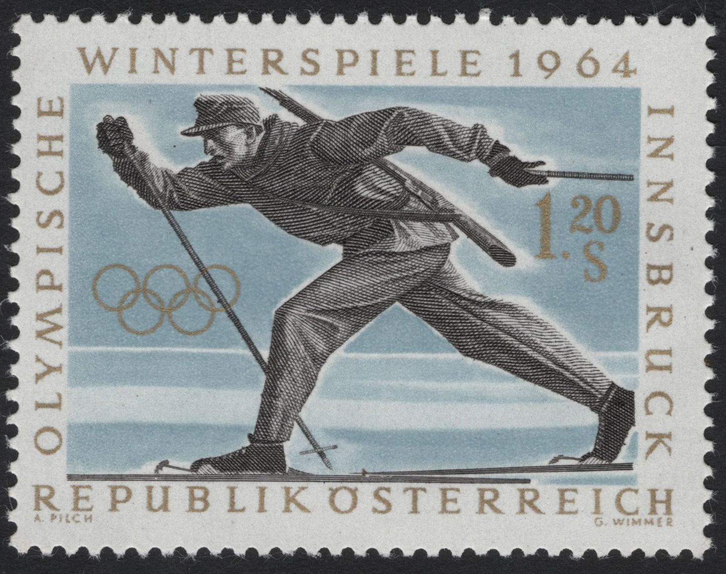 SCG6261 - Austria 1964 Winter Olympics – Innsbruck Biathlon Stamp