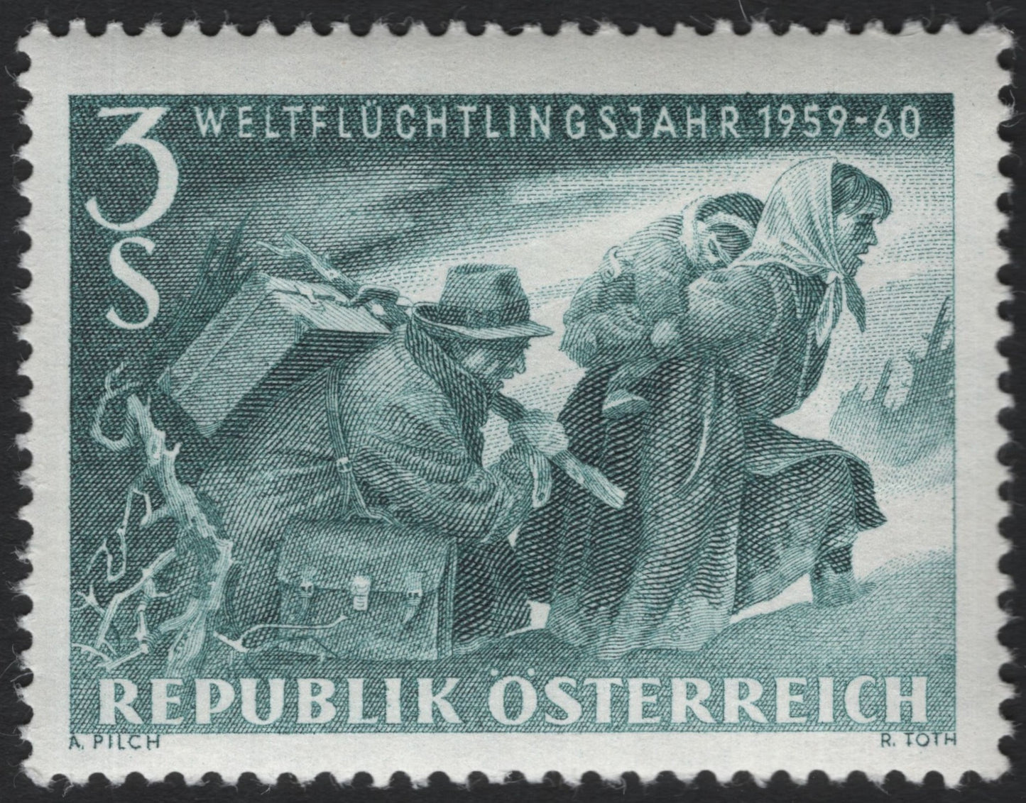SCG6266 - Austria 1959–60 “World Refugee Year” 3 Schilling Stamp
