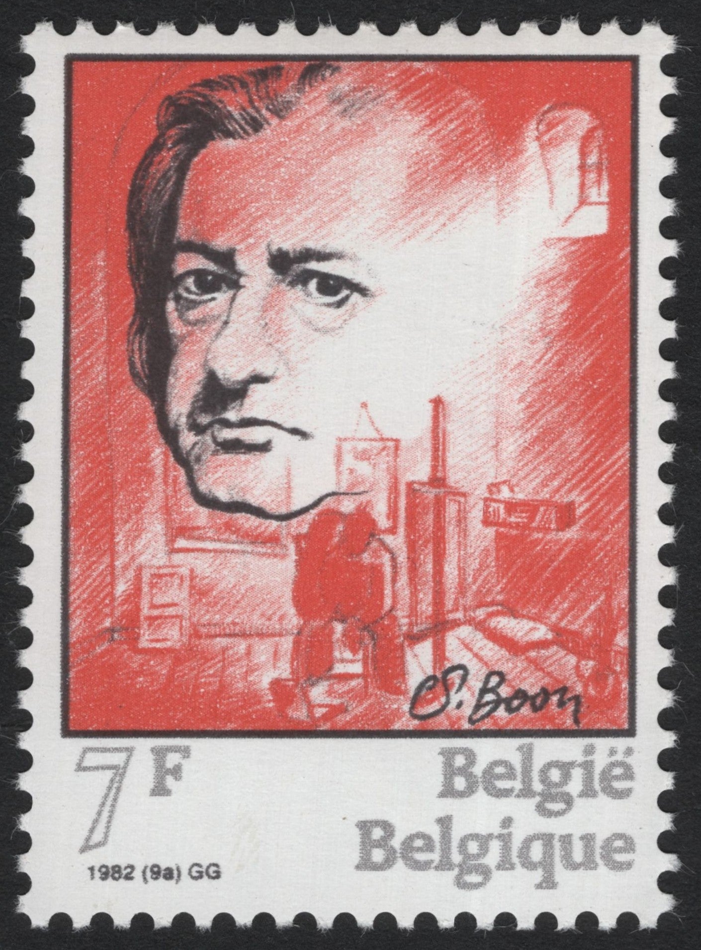 SCG6251 - Belgium 1982 – Portrait of Louis Paul Boon, 7 Francs