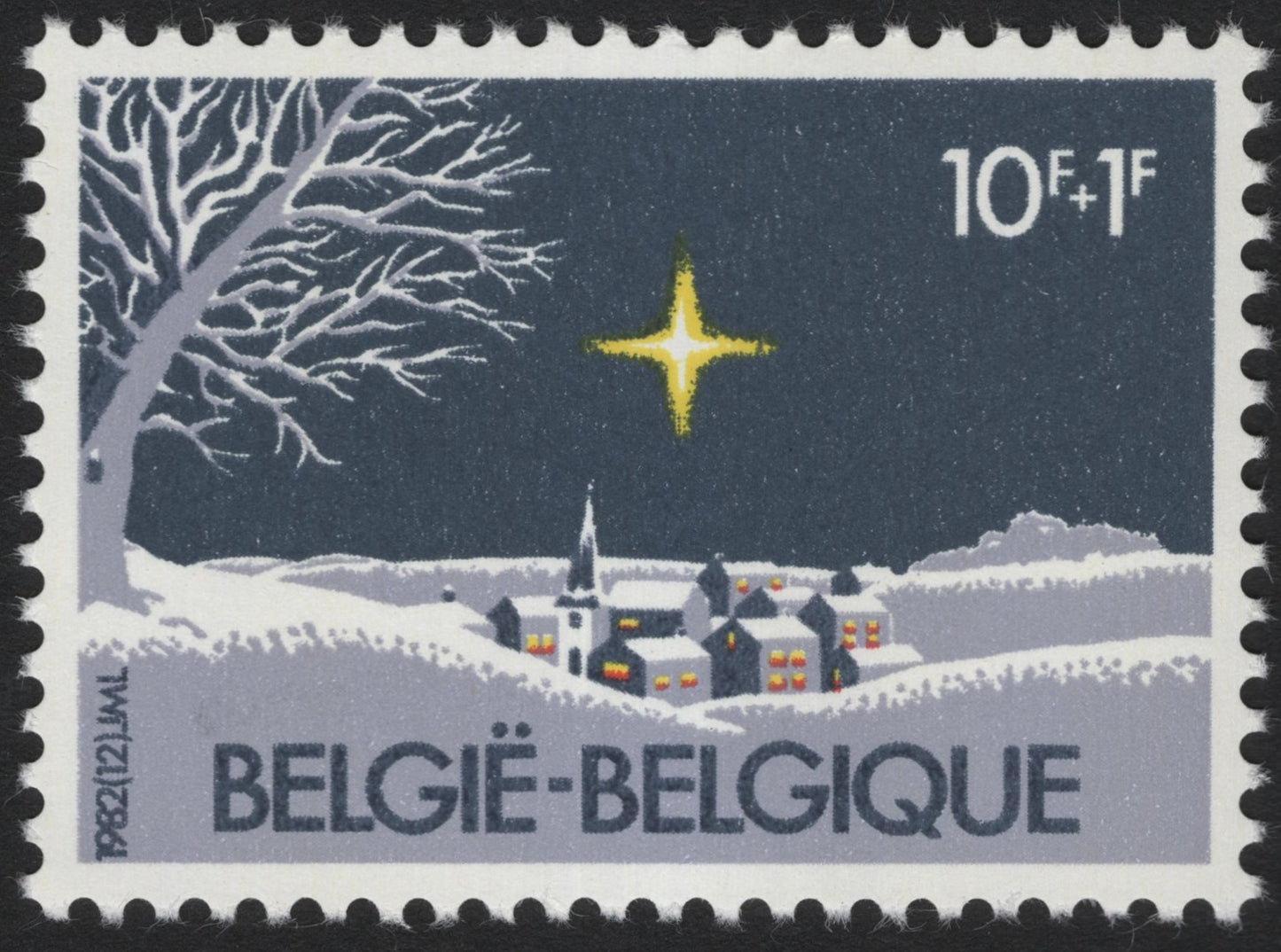 SCG6254 - Belgium 1982 Christmas — Star Over Winter Village (10F + 1F)