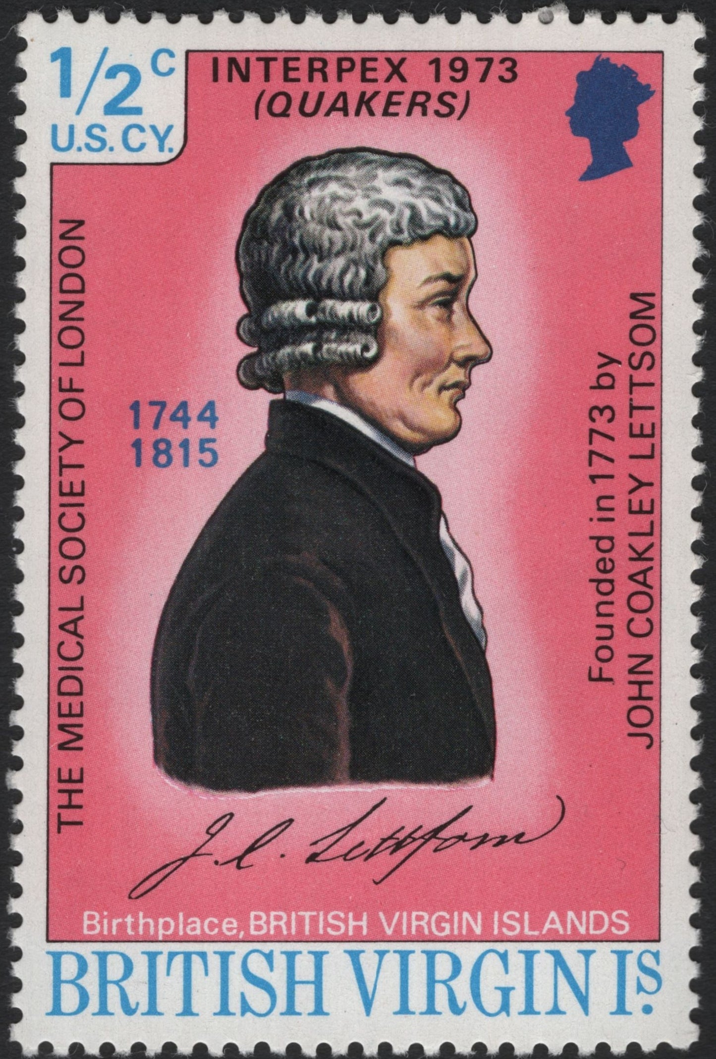 SCG6360 - John Coakley Lettsom – Founder of the Medical Society of London (INTERPEX 1973, Quakers Issue)