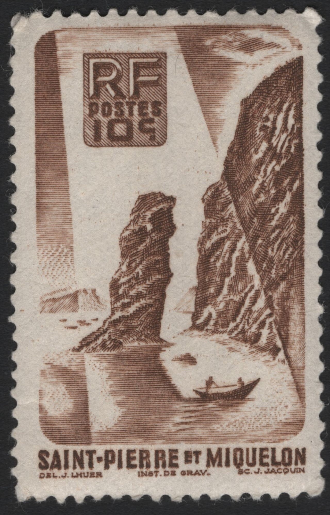 SCG6347 - Saint Pierre and Miquelon – Coastal Rock Formations (10 Centimes, Brown)