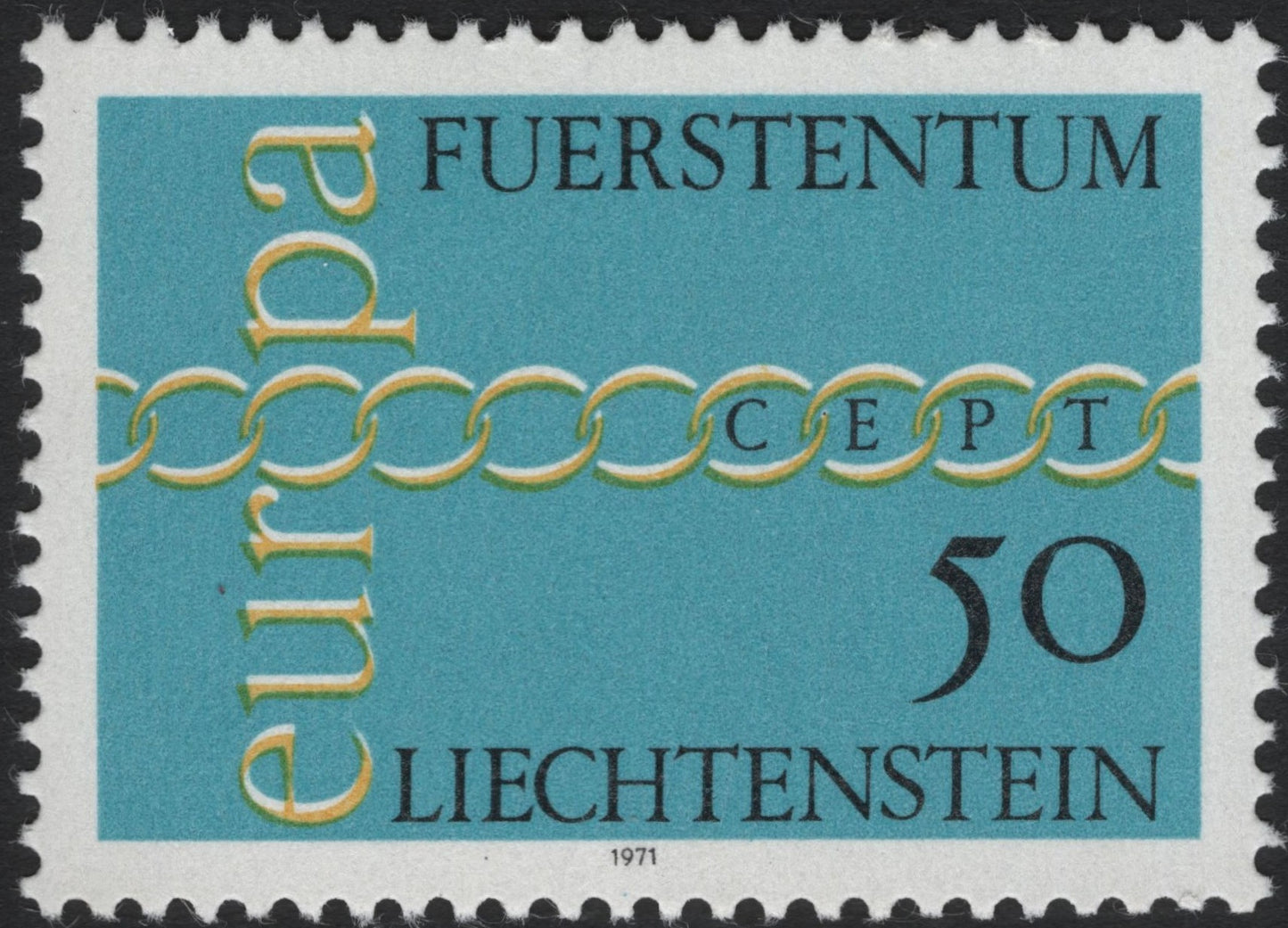 SCG6377 - Liechtenstein 1971 – Europa CEPT “Chain of Unity” 50 Rp