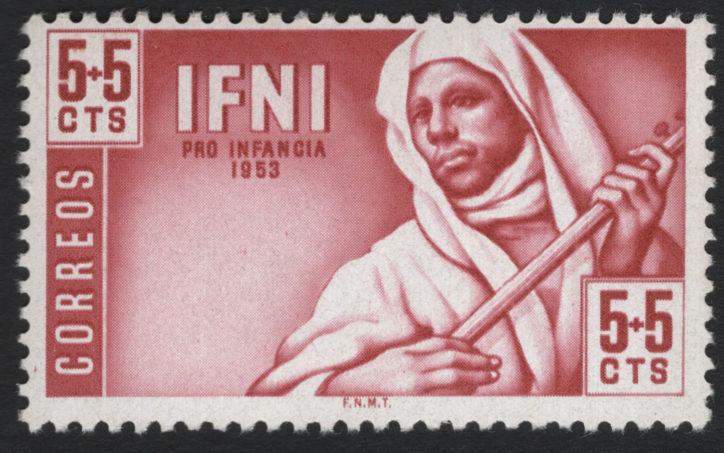 SCG6410 - Ifni 1953 Pro Infancia Semi-Postal — Traditional Berber Man with Staff