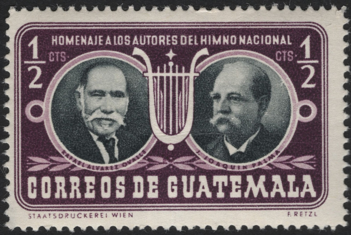 SCG6587 - Guatemala ½ Centavo – Homage to the Authors of the National Anthem (José Joaquín Palma & Rafael Álvarez Ovalle)