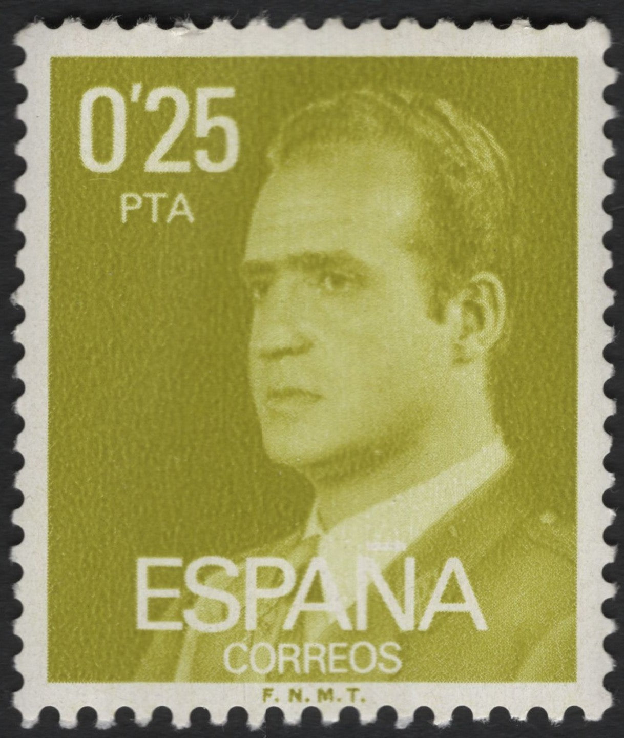 SCG6663 - Spain 0.25 Peseta — King Juan Carlos I Definitive Issue (Olive Green)