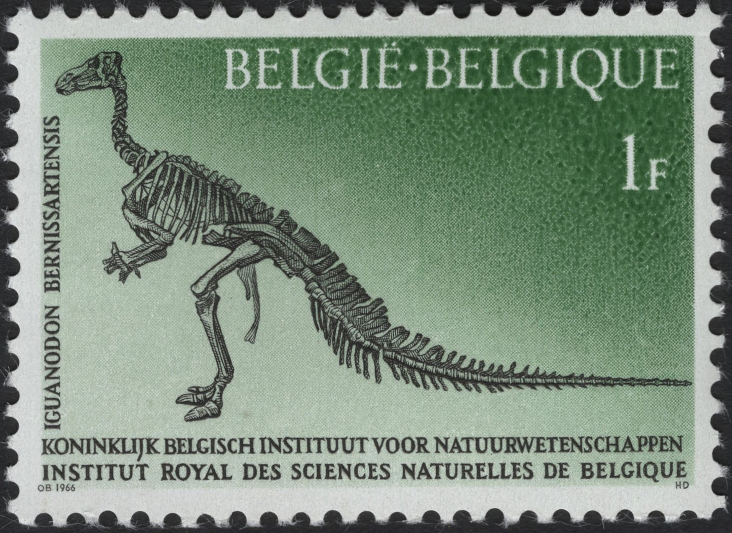 SCG6682 - Belgium 1966 – Iguanodon Skeleton (1 Franc)