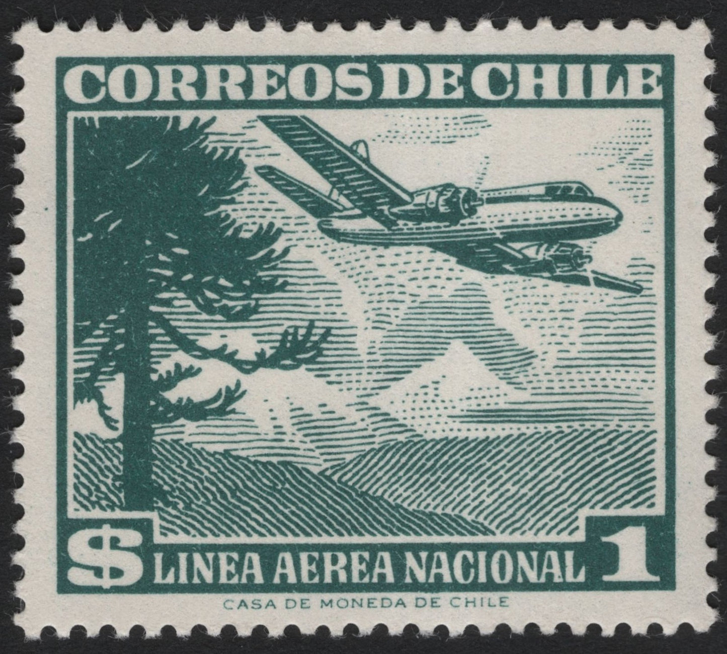 SCG6678 - Chile 1 Peso Airmail – Línea Aérea Nacional