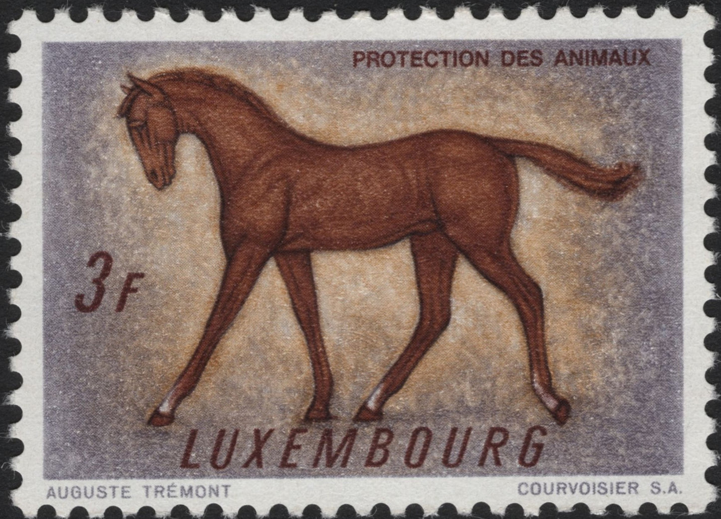 SCG6906 - Luxembourg 3F “Protection des Animaux” (Horse), c.1957