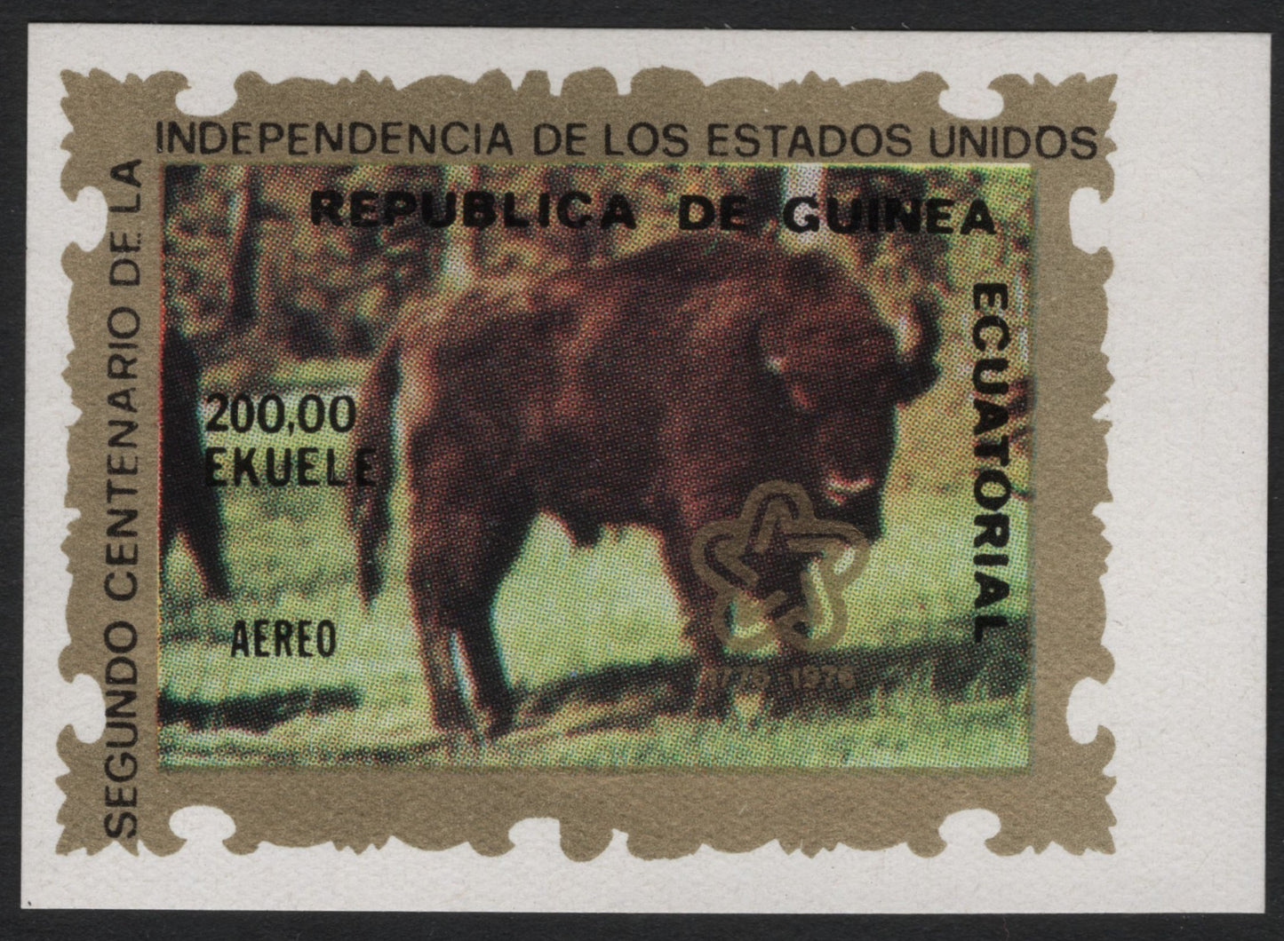 SCG6959 - Equatorial Guinea 1976 “Bison” (U.S. Bicentennial Airmail Issue)