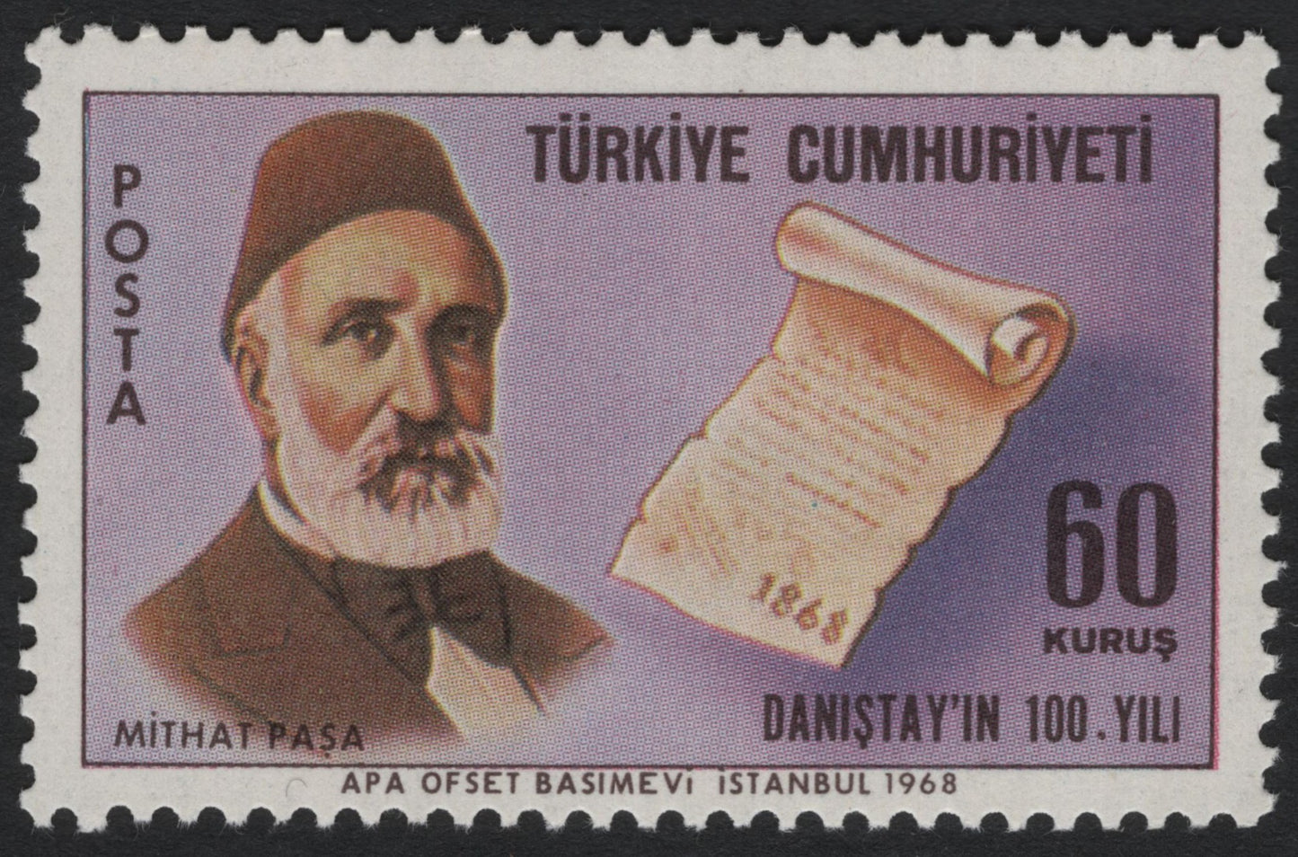 SCG7090 - Turkey 1968: 100th Anniversary of the Council of State (Danıştay)