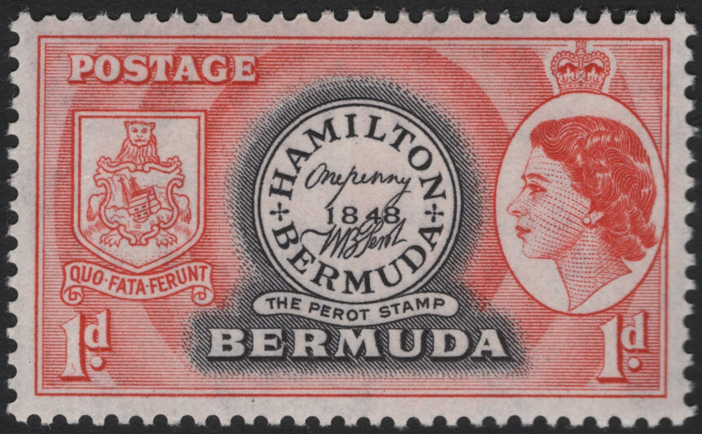 SCG7288 - Bermuda – “The Perot Stamp” Commemorative (1d Red, Queen Elizabeth II)