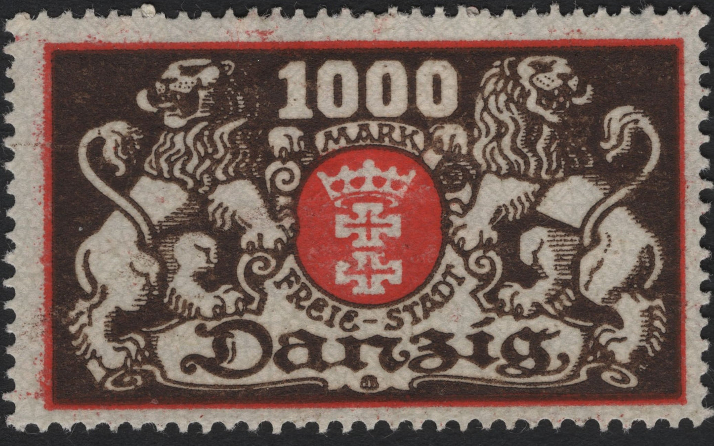 SCG7296 - 1923 Danzig 1000 Mark Coat of Arms Stamp