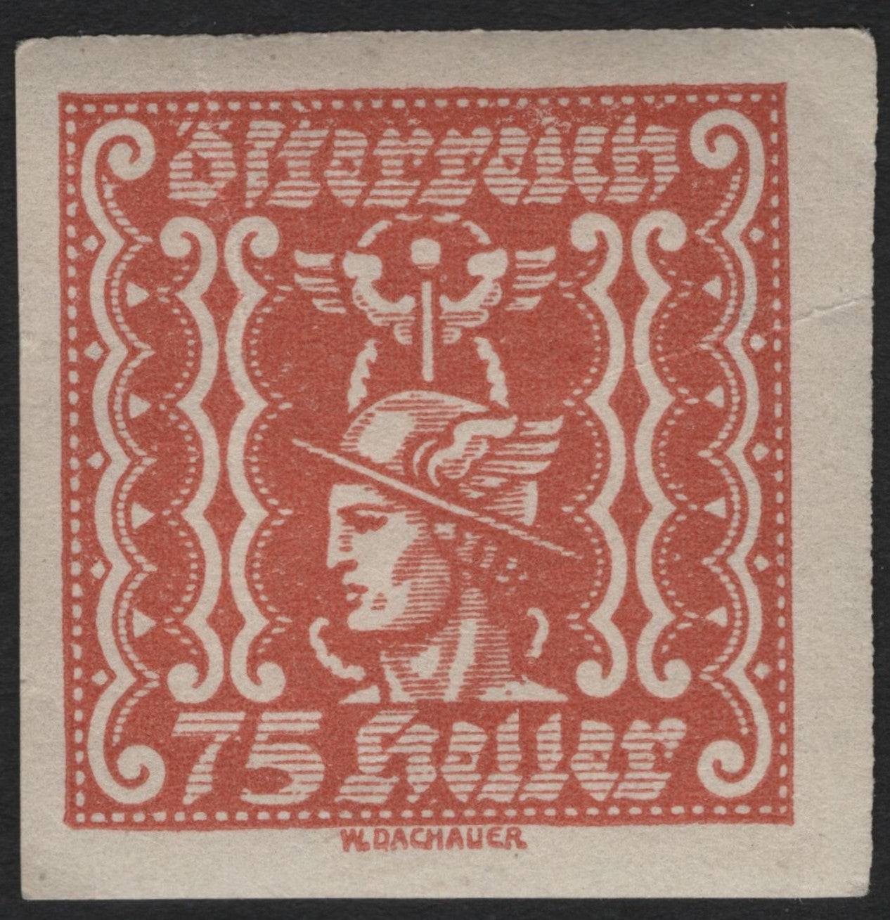 SCG7309 - Austria 1919 – Mercury Head 75 Heller (Imperforate)