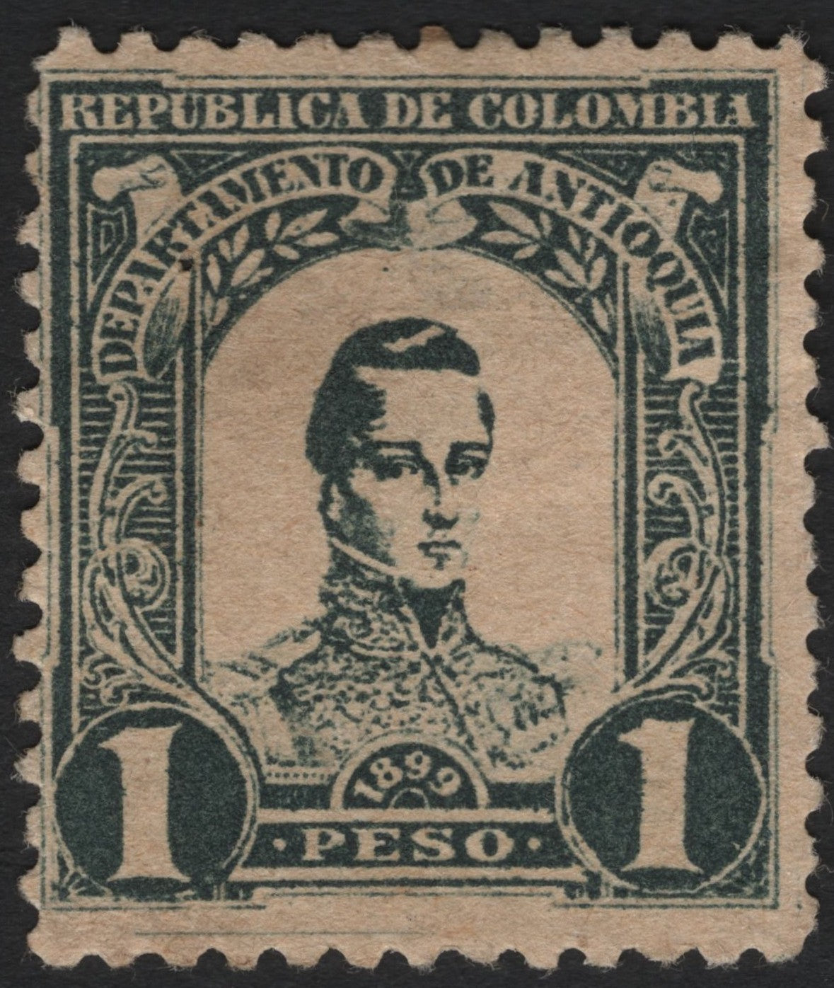SCG7311 - Colombia 1899 – Department of Antioquia 1 Peso Stamp