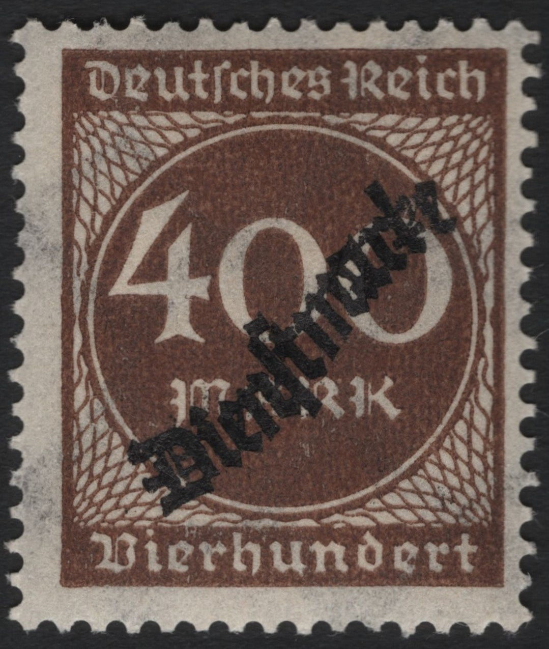 SCG7313 - Germany 1923 – 400 Mark "Dienstmarke" Official Overprint