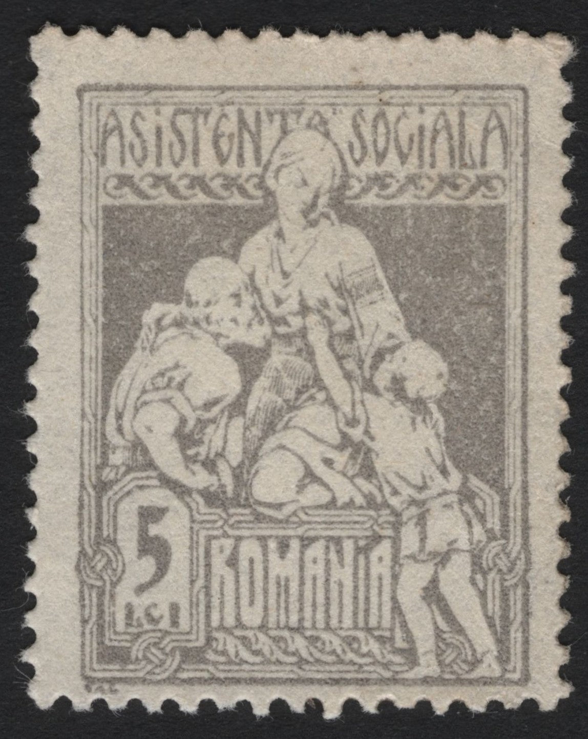 SCG7321 - Romania 1920s “Asistență Socială” (Social Assistance) 5 Lei Stamp