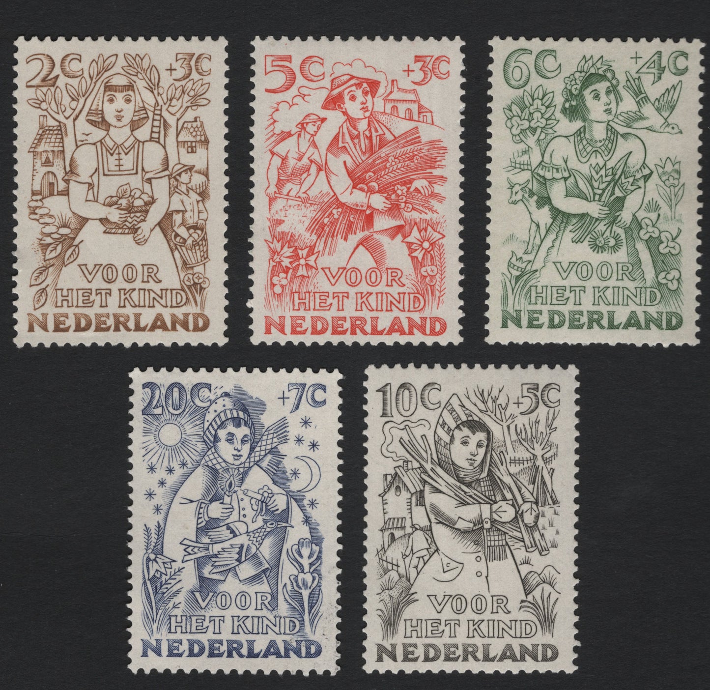 SCG7446 - Netherlands “Voor Het Kind” Semi-Postal Set – 1951