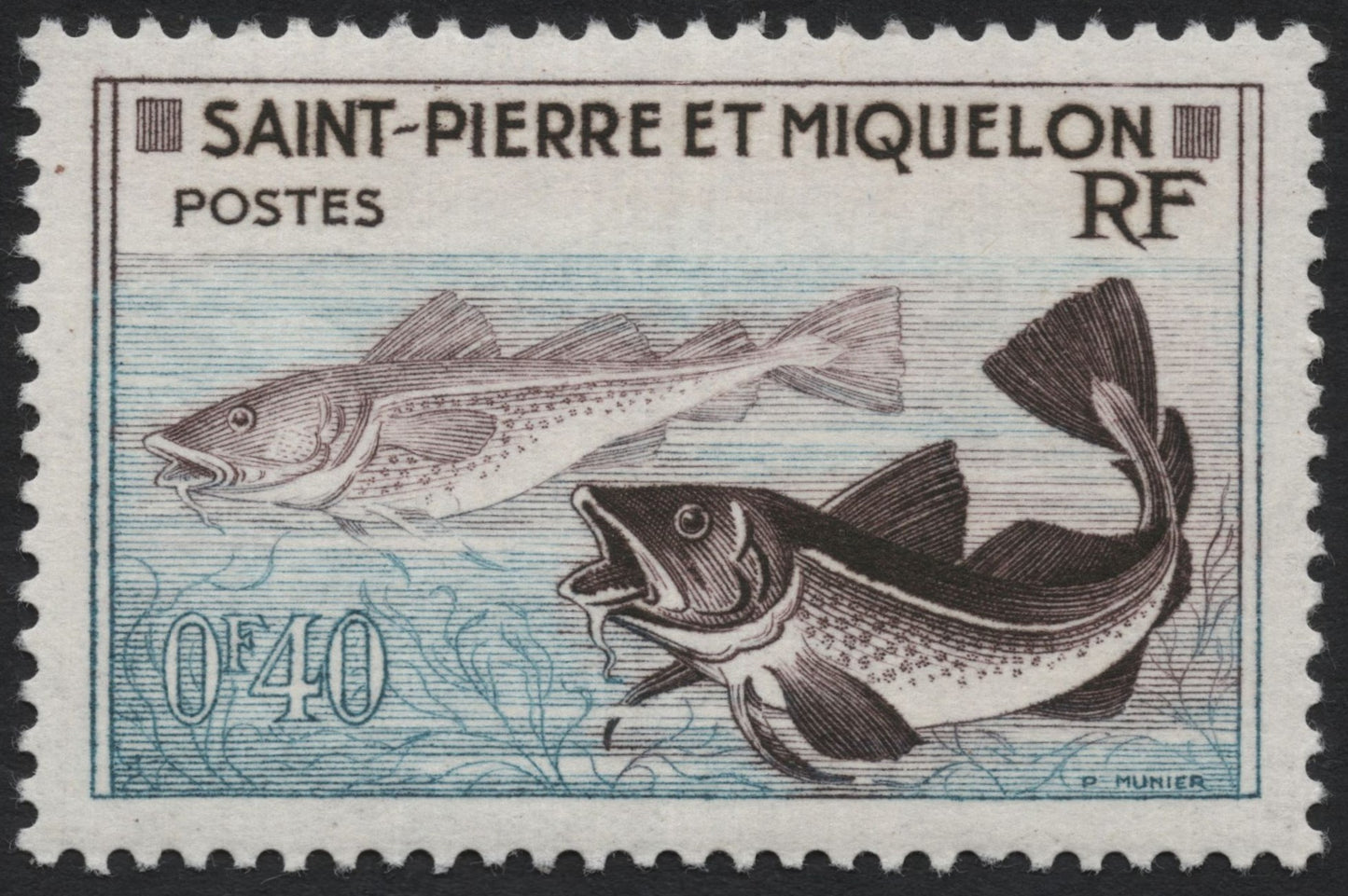 SCG7938 - Saint Pierre and Miquelon – Atlantic Cod (Gadus morhua), 0.40F, 1958