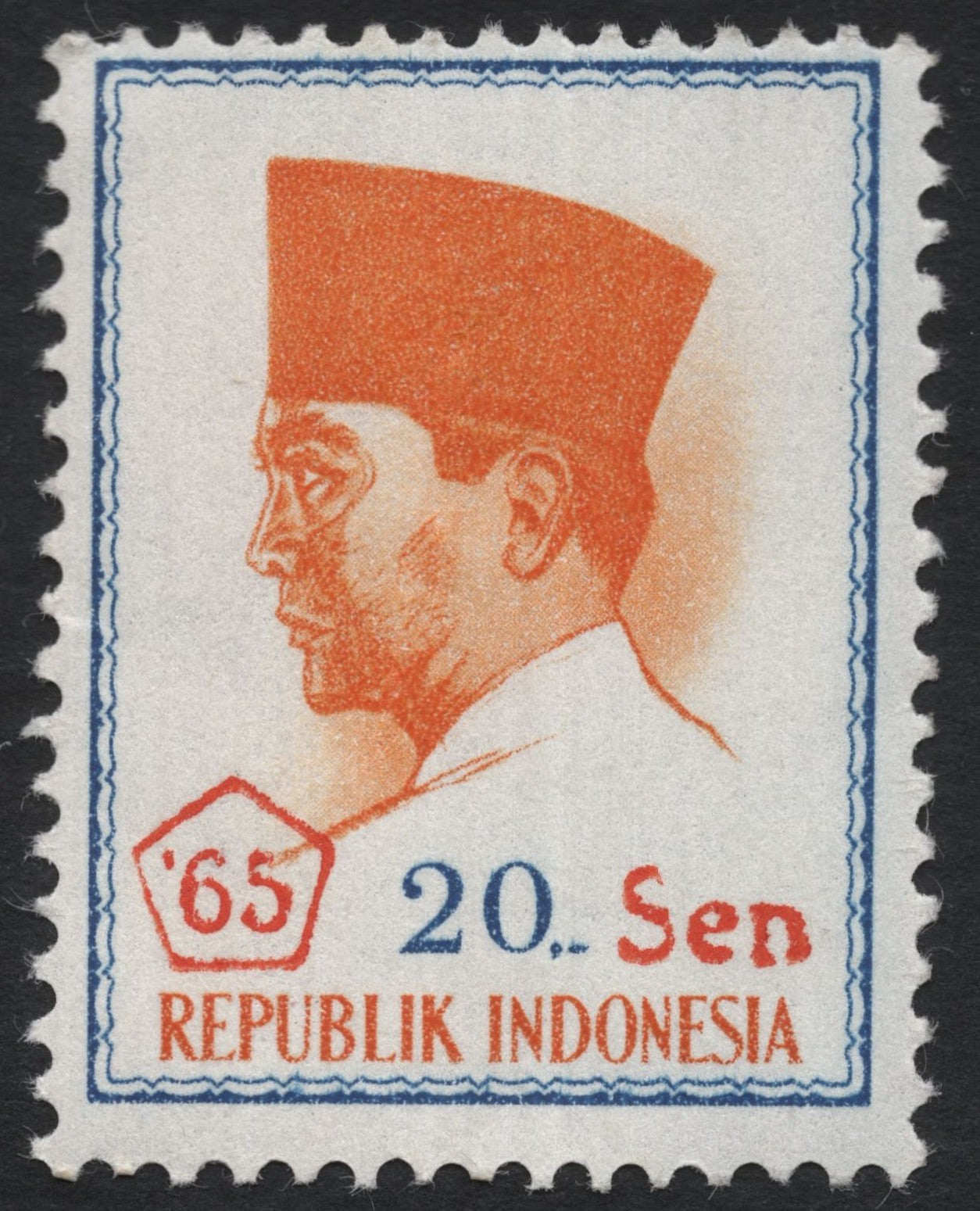 SCG7925 - Indonesia 1965 – President Sukarno Definitive Stamp (20 Sen)