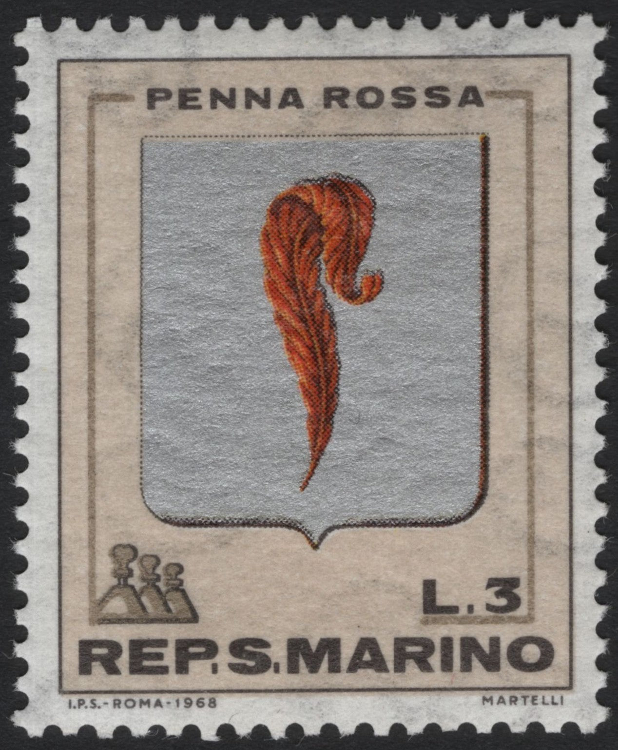 SCG7805 - San Marino 1968 “Penna Rossa” – Red Feather Emblem