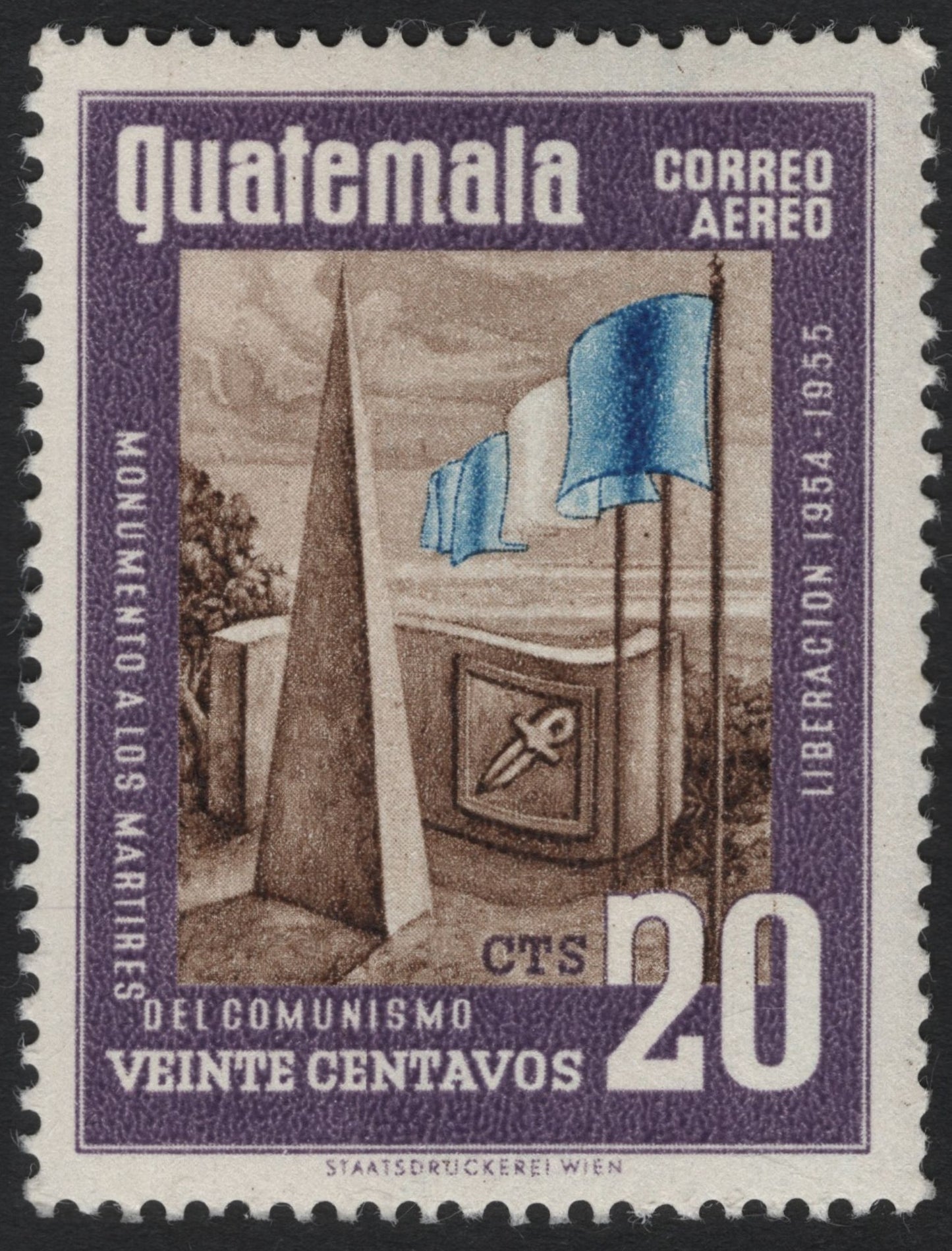 SCG7911 - Guatemala 1955 “Monumento a los Mártires del Comunismo” Airmail Stamp