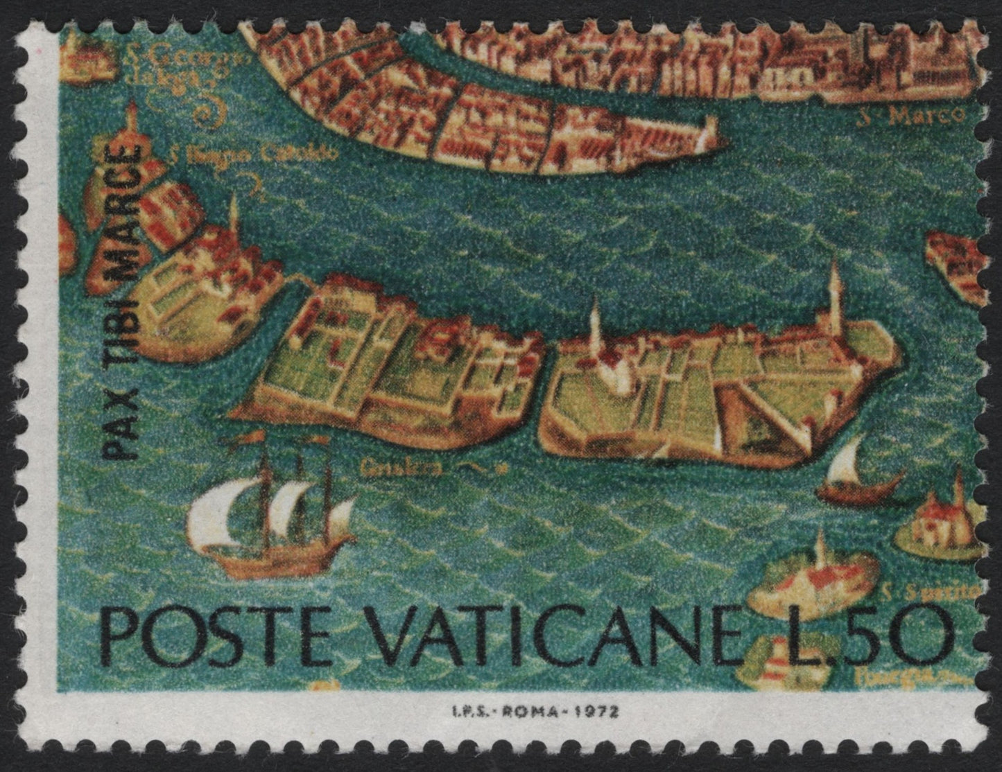 SCG7898 - Vatican City 1972 – Map of Venice Commemorative Stamp