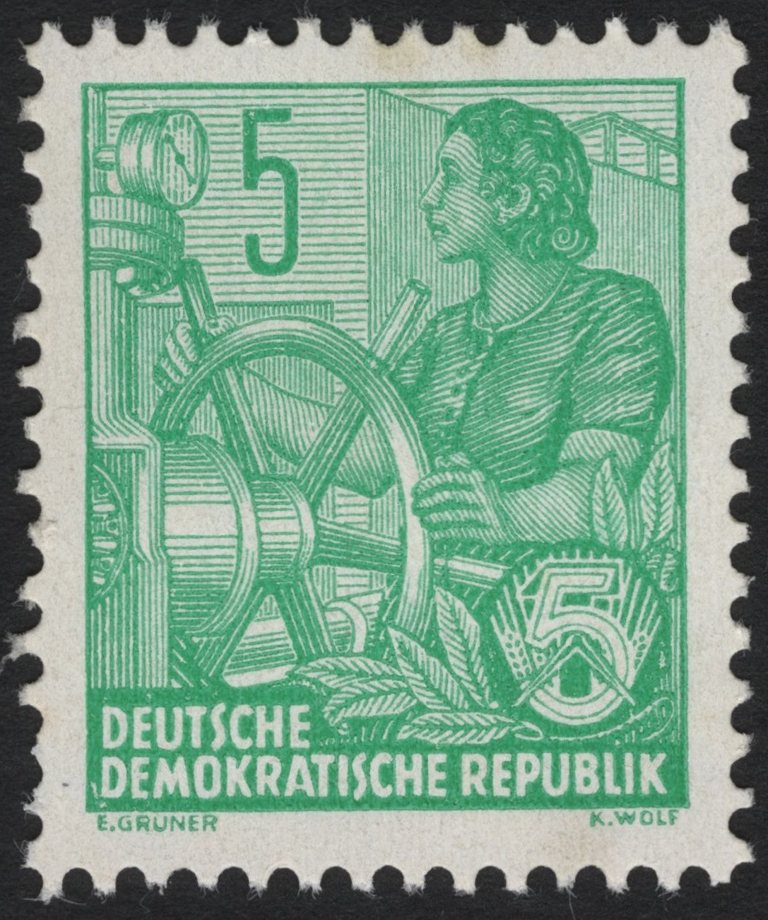 SCG7918 - DDR 1953 – Industrial Worker (5 Pfennig Green)