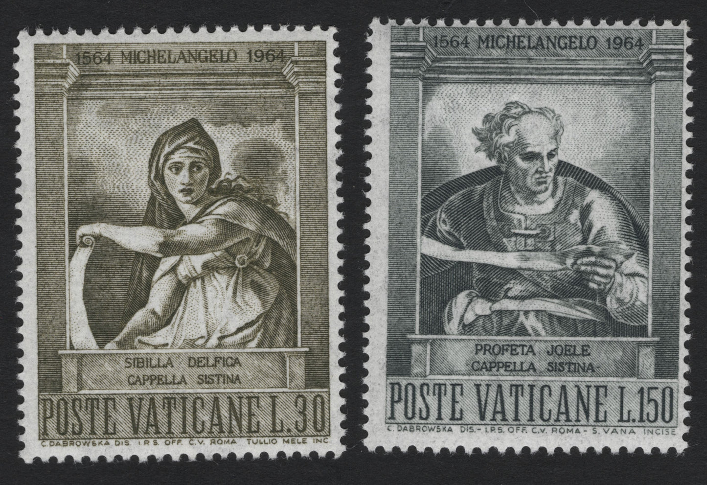 SCG8163 - Vatican City 1964 – Michelangelo Centenary: Sibyl and Prophet from the Sistine Chapel
