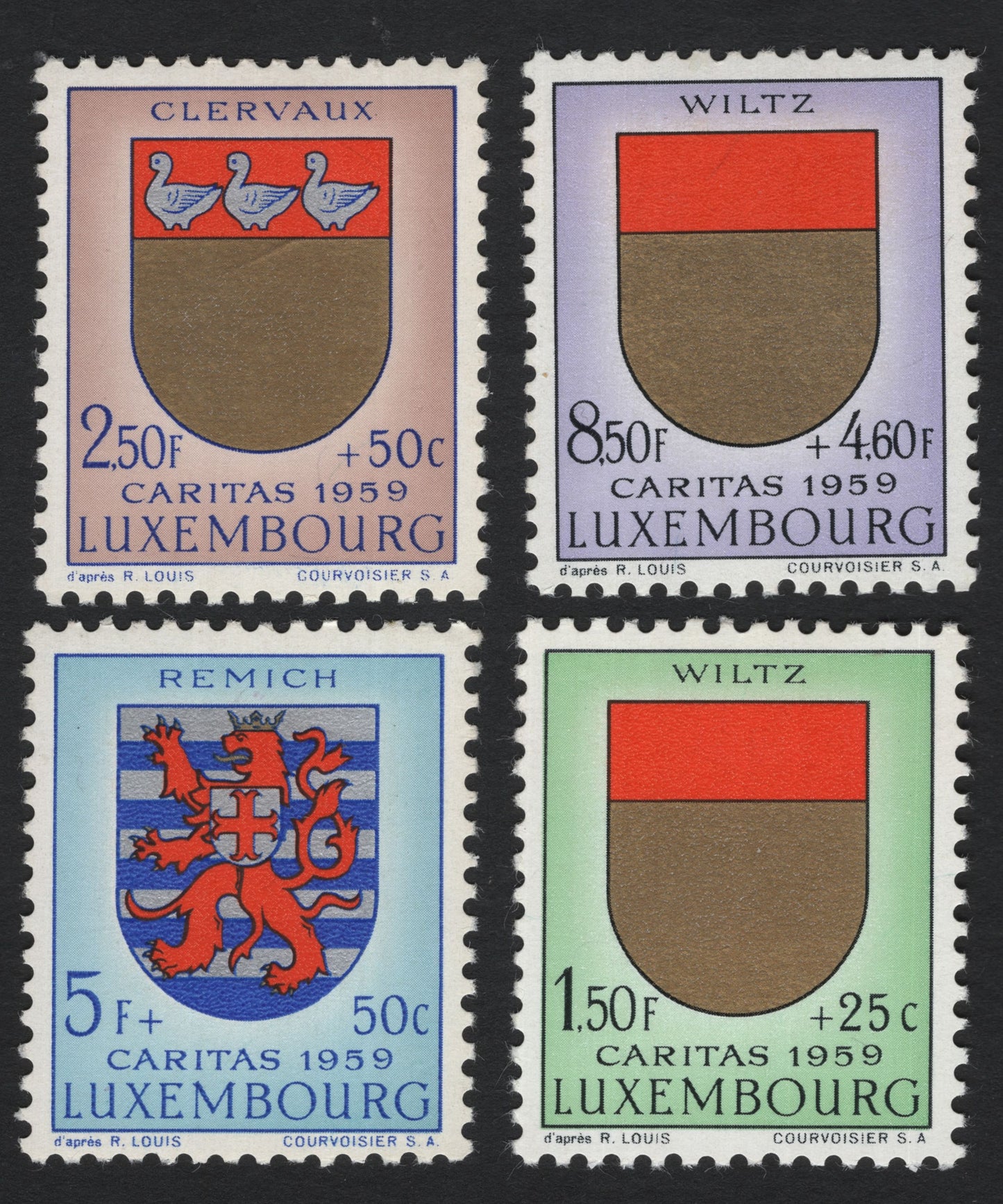 SCG8169 - Luxembourg 1959 Caritas Charity Stamps – Municipal Arms Series