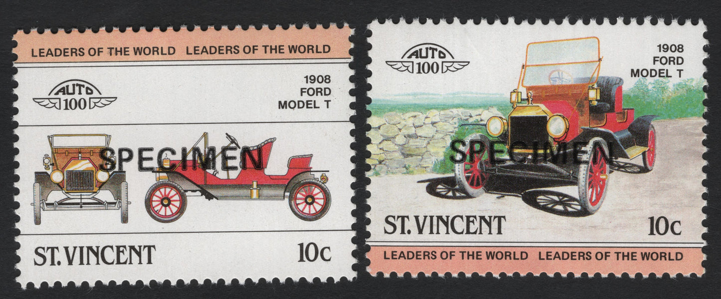 SCG8680 - St. Vincent 1985 “Leaders of the World” – 1908 Ford Model T (Specimen Pair)