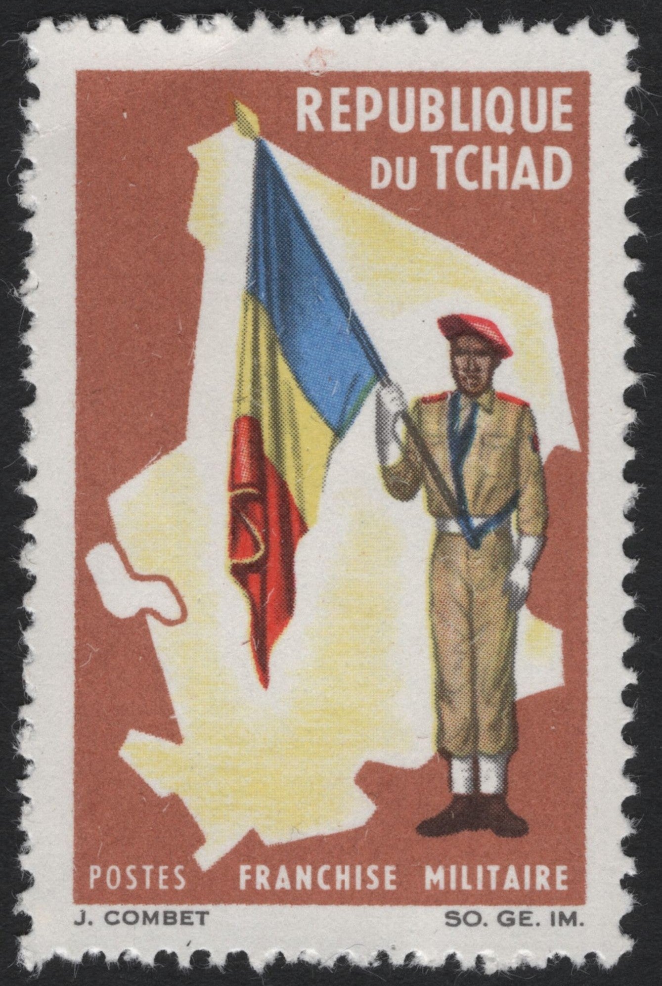 SCG7948 - Chad 1960 Military Franchise Stamp – Flag Bearer of the Republic