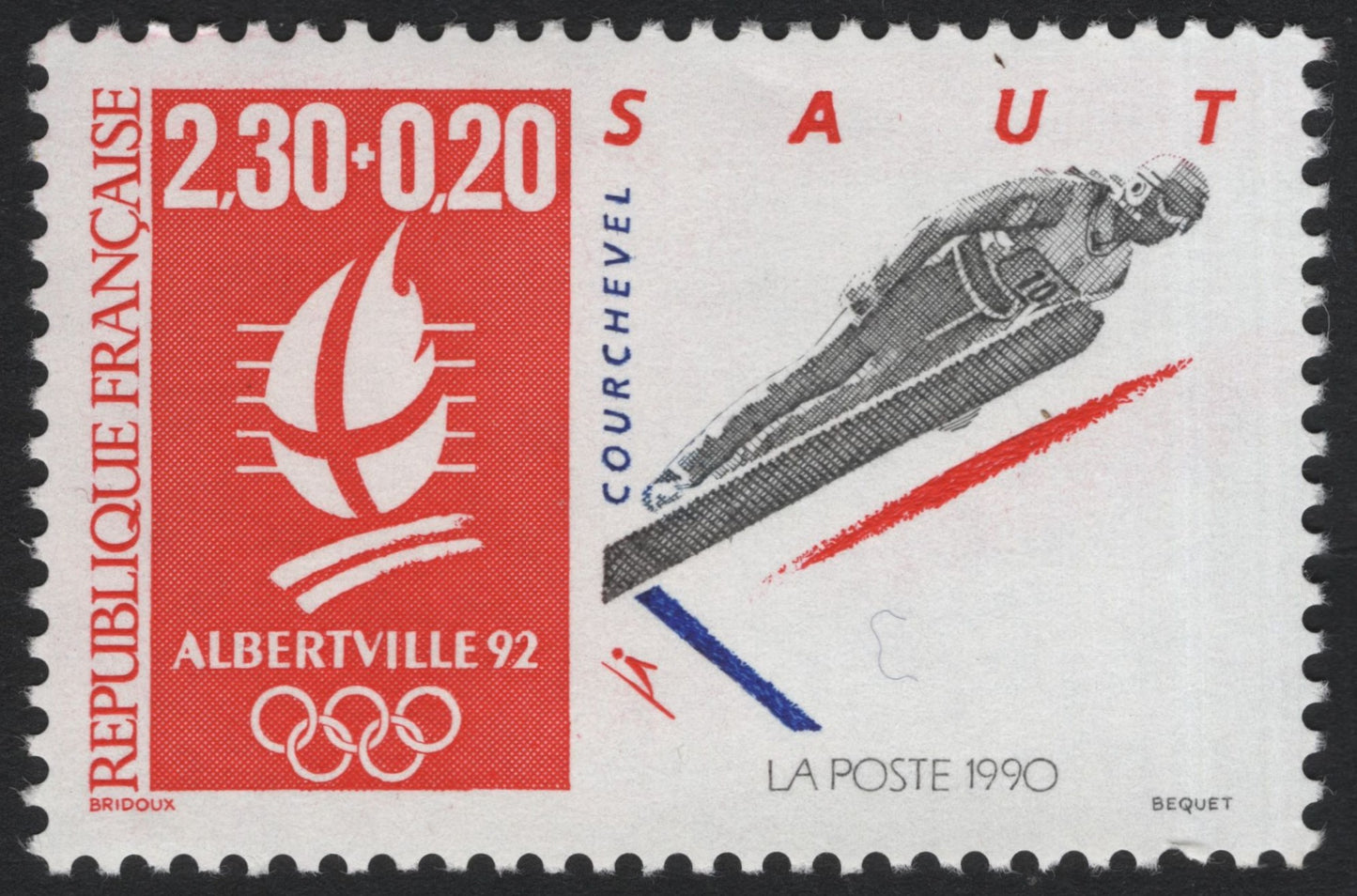 SCG7978 - France 1990 – Albertville 1992 Winter Olympics Ski Jump Stamp