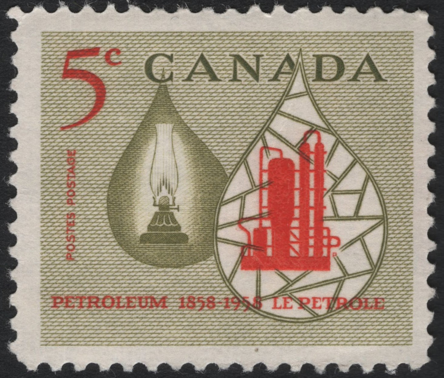 SCG7993 - Canada 1958 Petroleum Centenary – Oil Lamp and Refinery Design
