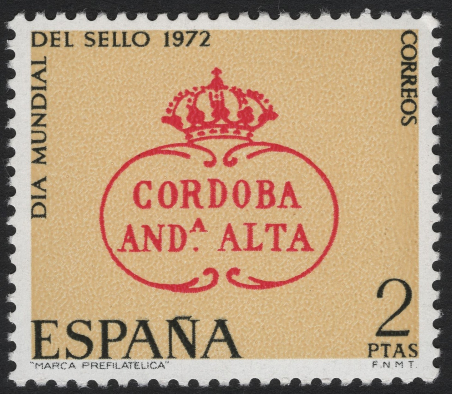 SCG8173  - Spain – 1972 “Día Mundial del Sello” (World Stamp Day) – Córdoba And.ª Alta Prefilatelic Mark