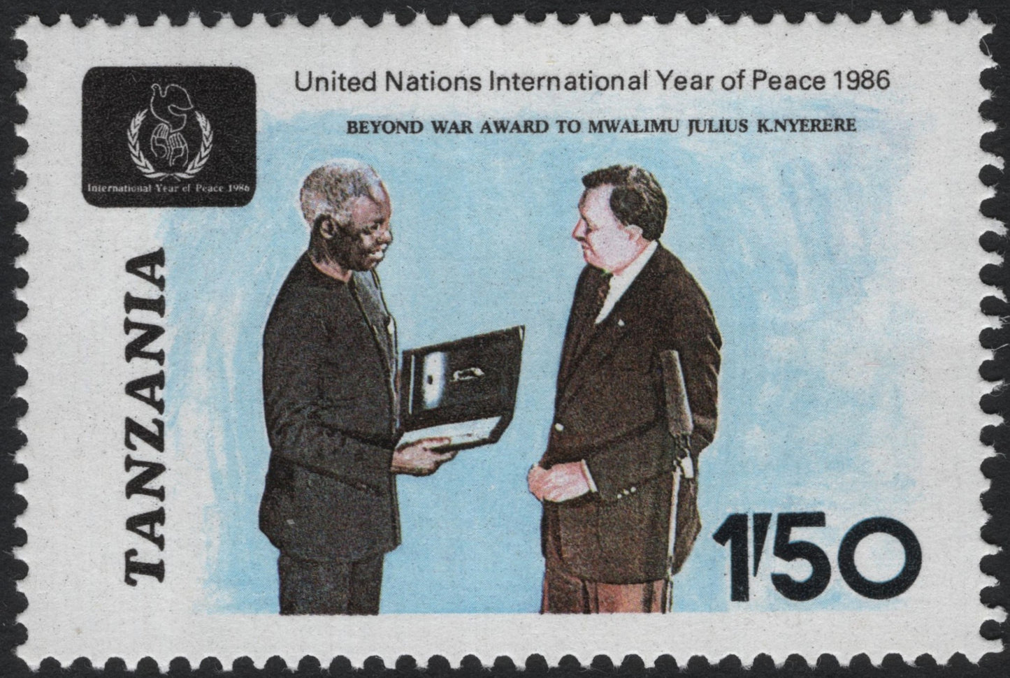 SCG8285 - Tanzania 1986 – Beyond War Award to Julius K. Nyerere