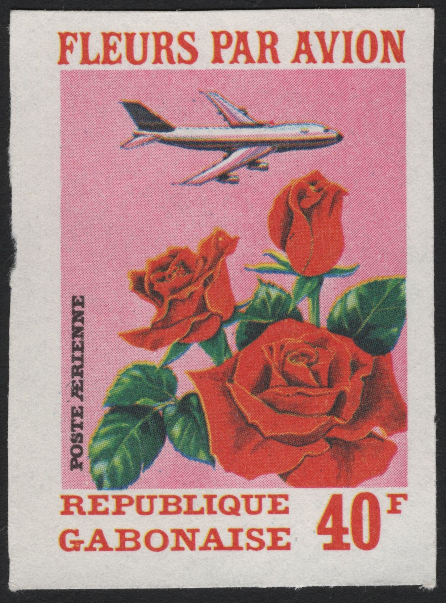 SCG8454 - Gabon – “Fleurs par Avion” (Air Mail Roses) – 40 Francs, circa 1970s