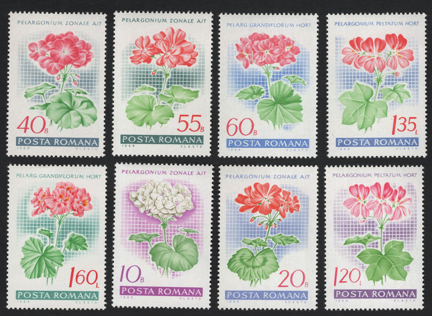SCG8689 - Romania 1968 “Pelargonium” Flower Definitive Series