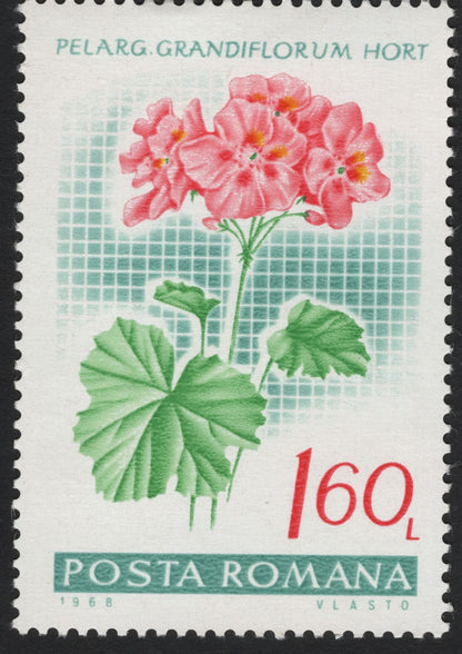 SCG8689 - Romania 1968 “Pelargonium” Flower Definitive Series