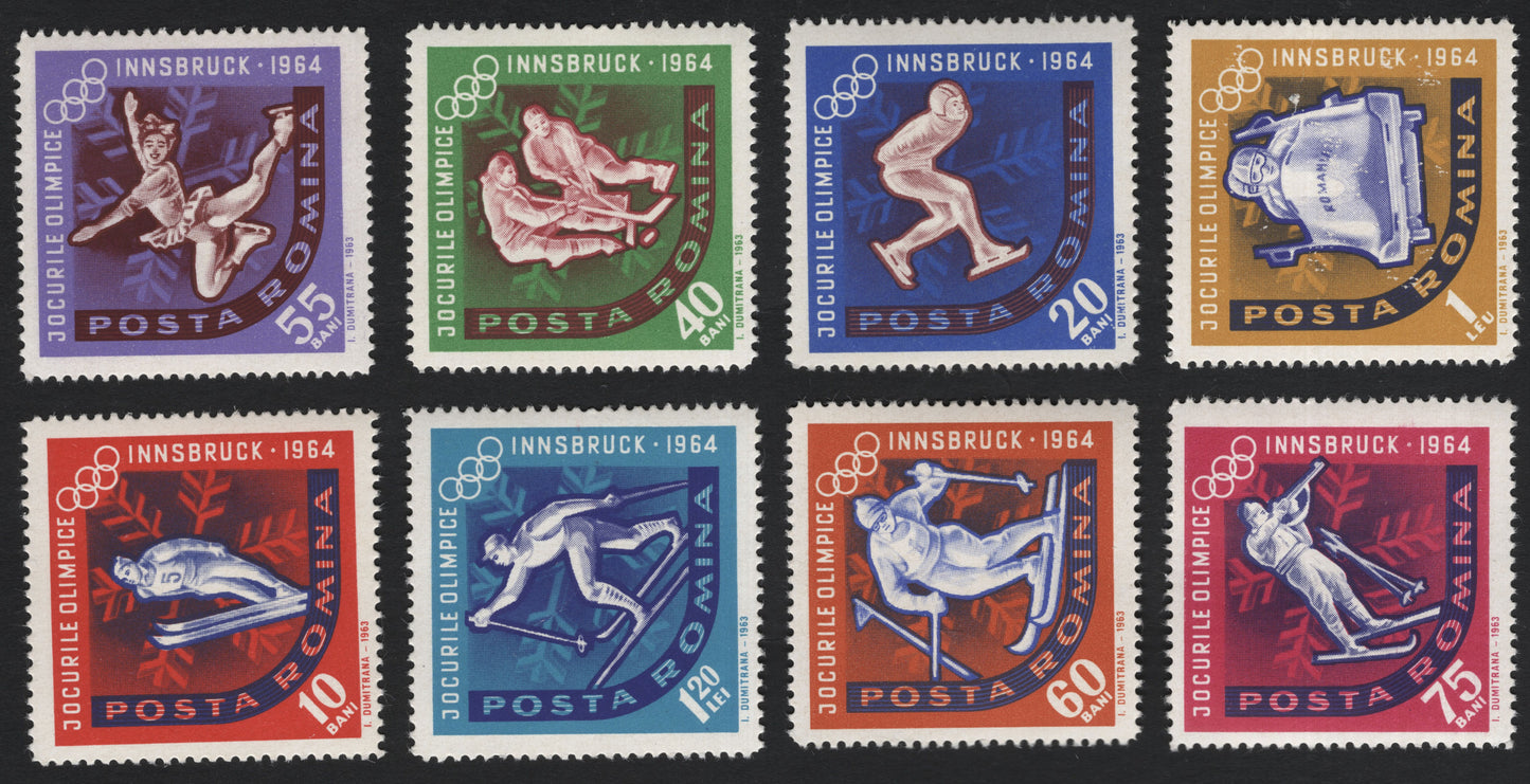 SCG8699 - Romania 1964 Innsbruck Winter Olympics Stamp Set