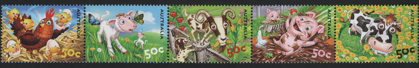 SCG8701 - Australia 2005 “Farm Animals” Stamp Strip