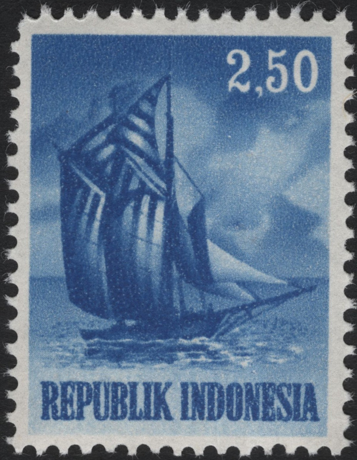 SCG8259 - Indonesia 2.50 Rupiah – Traditional Sailing Ship (c.1950s)