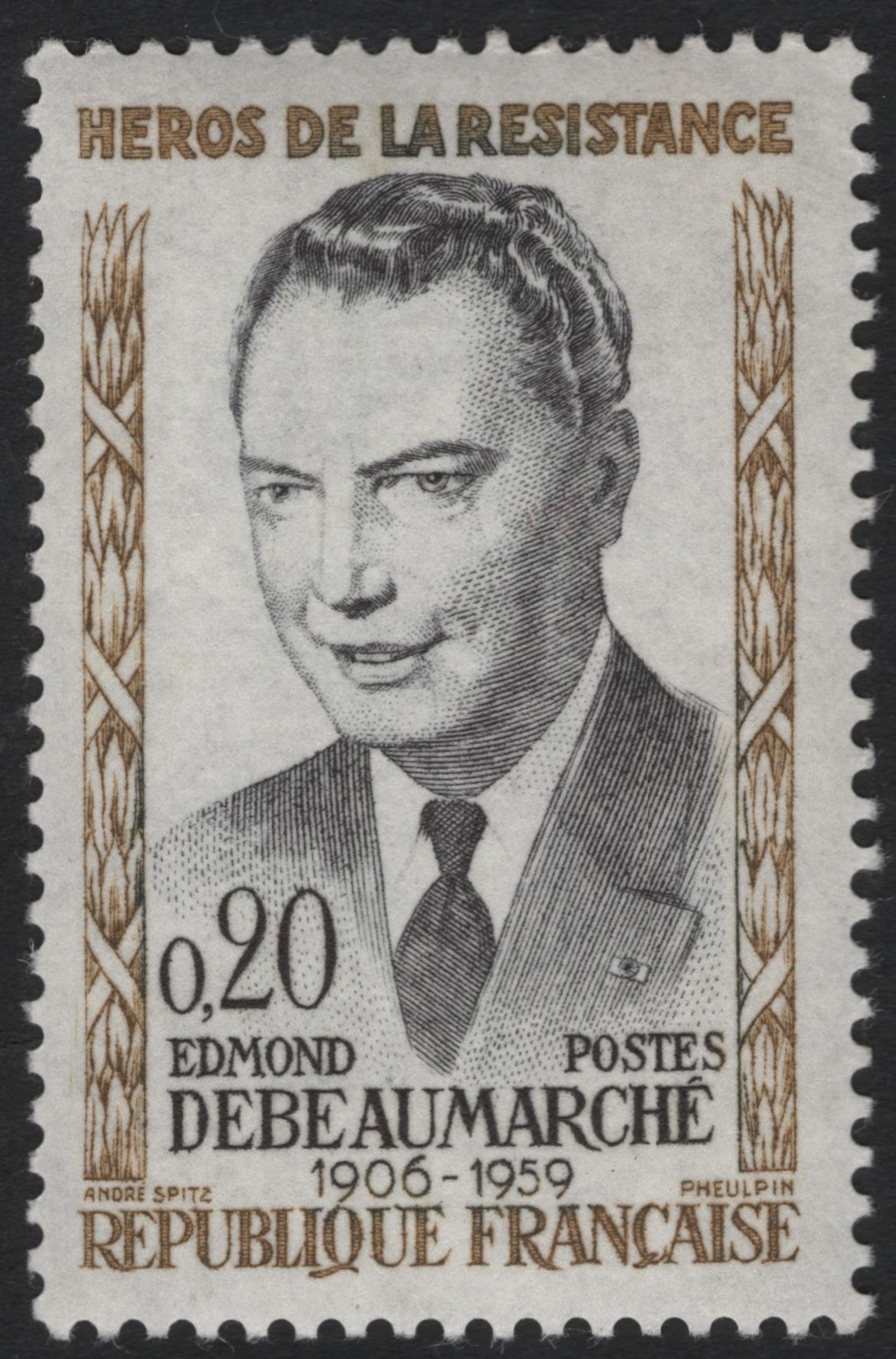 SCG8478 - France 1960 – Edmond Debeaumarché, Hero of the Resistance (0.20 Fr)