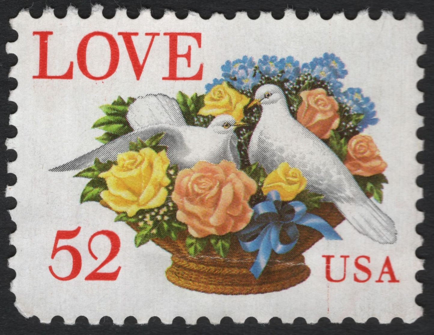 SCG8580 - USA 1991 – “LOVE” Doves and Roses Stamp (52¢)