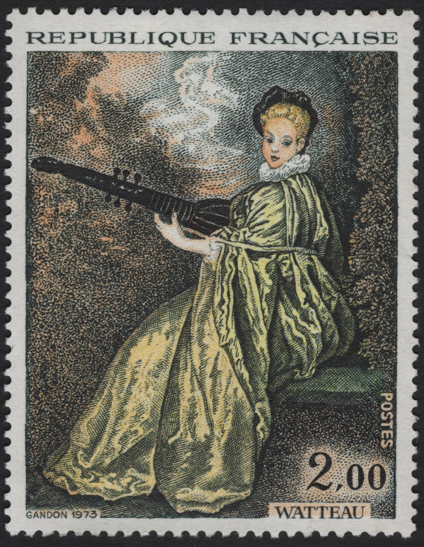 SCG8576 - France 1973 – “Lady with a Guitar” by Watteau