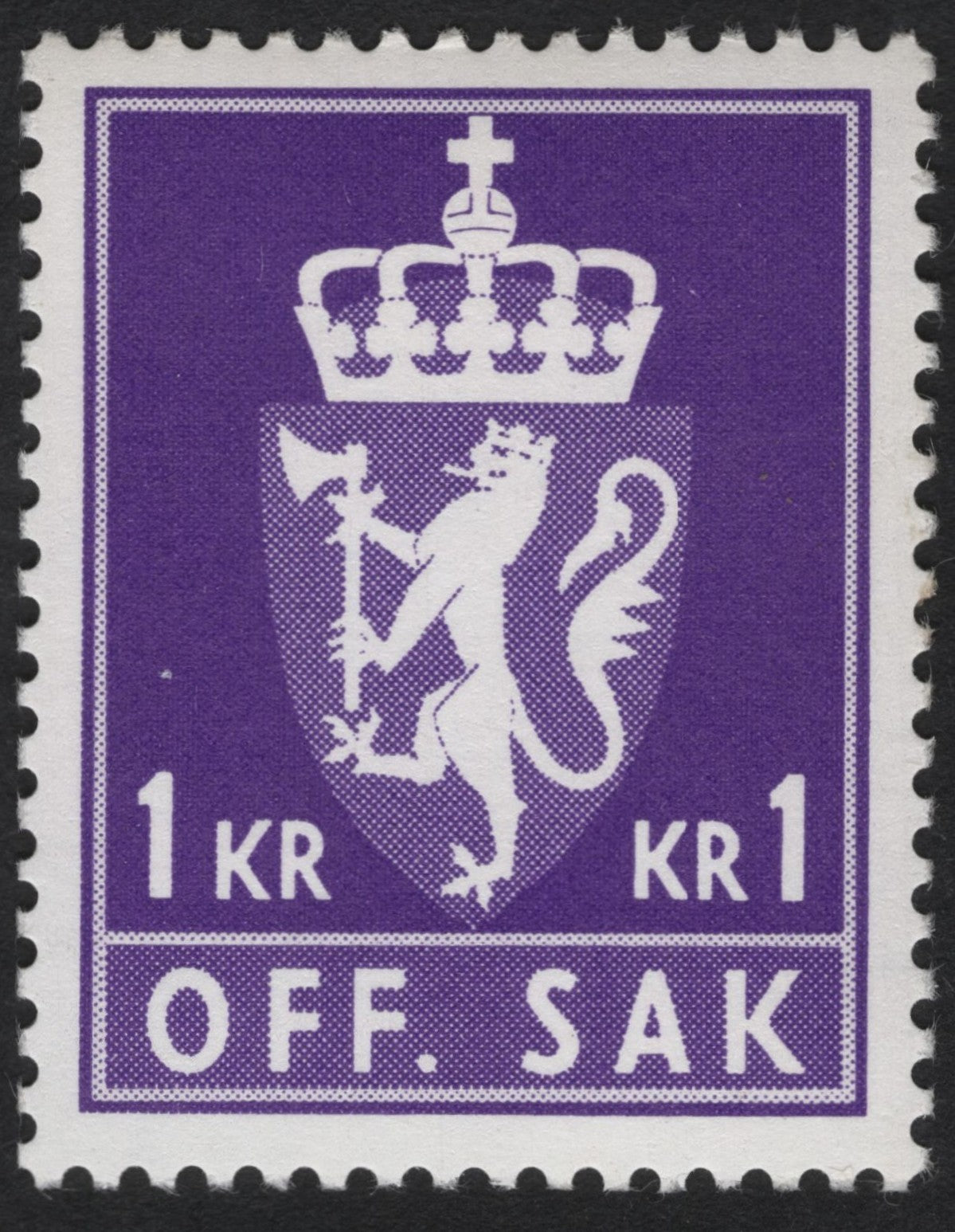 SCG8633 - Norway “Off. Sak” Official Stamp – 1 Krone (Lion Emblem)