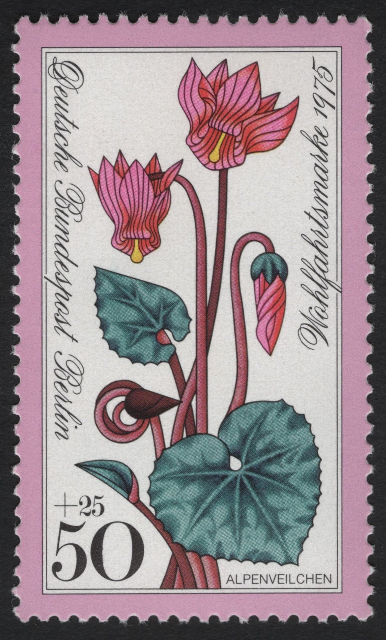 SCG8582 - Germany (Berlin) 1975 – Cyclamen (Alpenveilchen) Charity Stamp